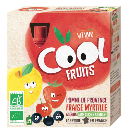 [Par Naturalia] Vitabio Cool Fruits Pomme Fraise Myrtille & Acerola 4X90G Bio