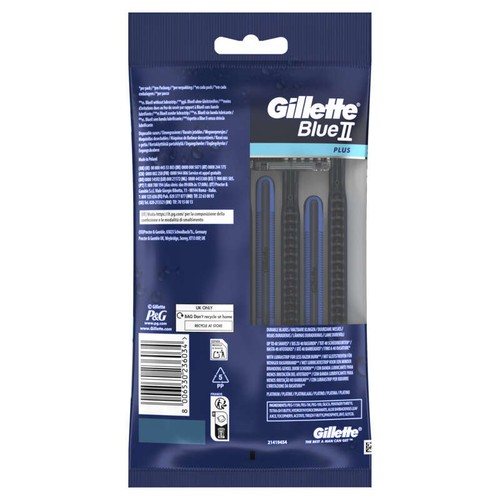 Gillette Blue II Plus Rasoirs Jetables x8, Avec Bande Lubrifiante Et Deux Lames Ultra-Affûtées x8