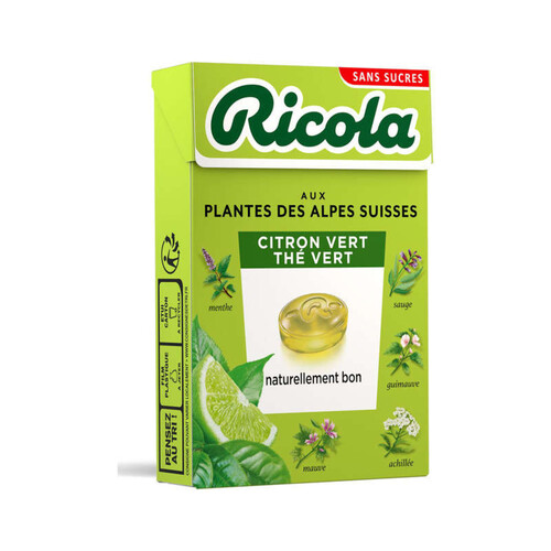 Ricola Sans Sucres Bte 50G Citron Vert Thé Vert