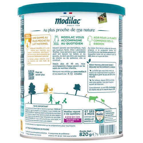 Modilac Lait bébé en Poudre 1er Âge 0-6 Mois Doucéa Boite 820g