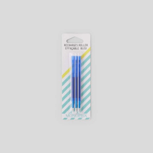 Monoprix Recharge Roller Effaçable Bleu x3