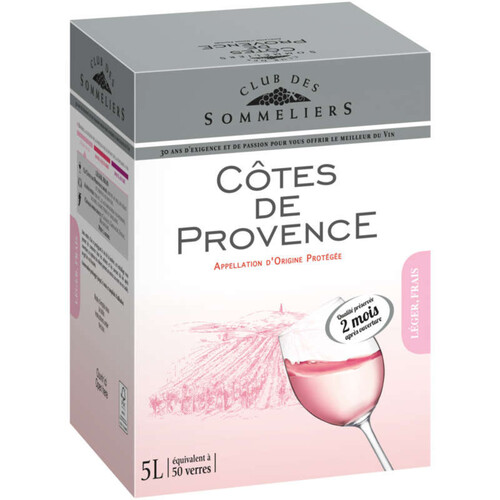 Club Des Sommeliers Côtes de provence - Alc 12,5%vol. - Vin rosé - 5l