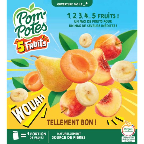 Pom'potes aux cinq fruits jaunes Le pack de 4x90g
