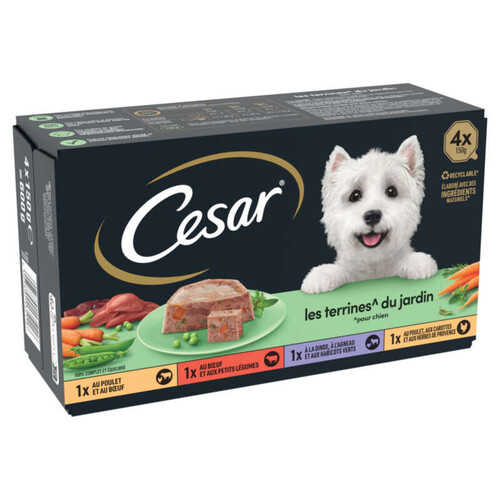 Cesar Terrines Traiteur 4 Variétés, Pour Chien 4 x 150g