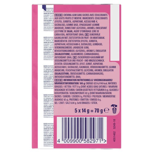 Freedent Bubble Menthe étui de 10 dragées x5 70g