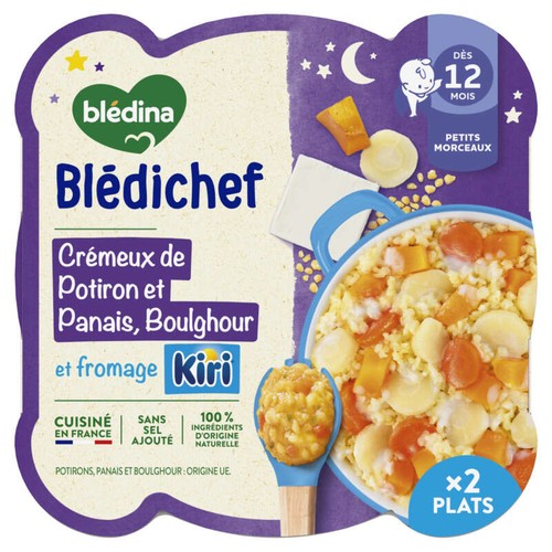 Blédichef Crémeux de Potiron et Panais, Boulghour et fromage Kiri 2x230g