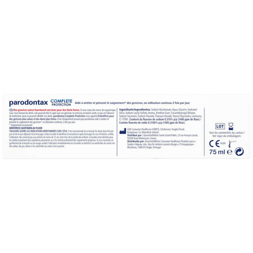 Parodontax Protection Complète Dentifrice 75Ml