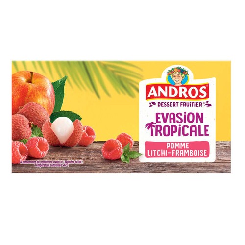 Andros Compote Evasion Tropicale Pomme Litchi Framboise  4x97g