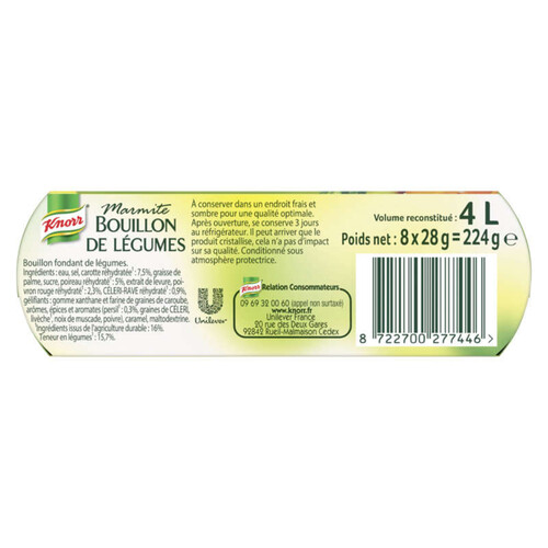 Knorr Marmite de Bouillon Légumes Sans Conservateur 8 capsules 224g
