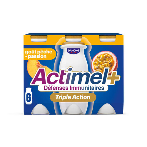 Danone Actimel+ Triple Action Goût Pêche Passion 6x100g