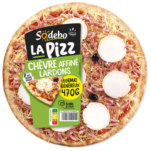 Sodebo Pizza La Pizz Chèvre affiné et lardons 470g