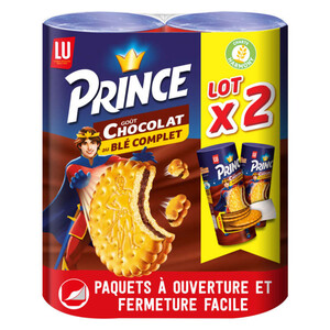 Lu Prince Biscuits fourrés au blé complet parfum chocolat 300g x 2