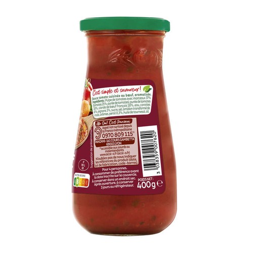 Panzani Sauce bolognaise 100% pur boeuf 400g