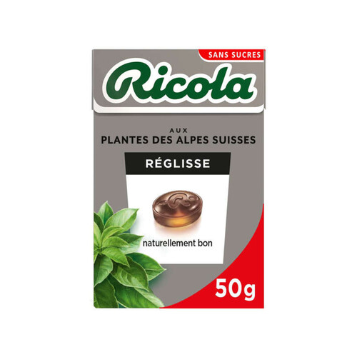 Ricola Bonbons Suisse Aux Plantes, Réglisse, Avec Extrait Plante De Stévia, Sans Sucres 50G