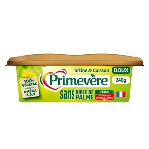 Primevère Margarine Tartine & Cuisson Sans Huile de Palme doux 240g
