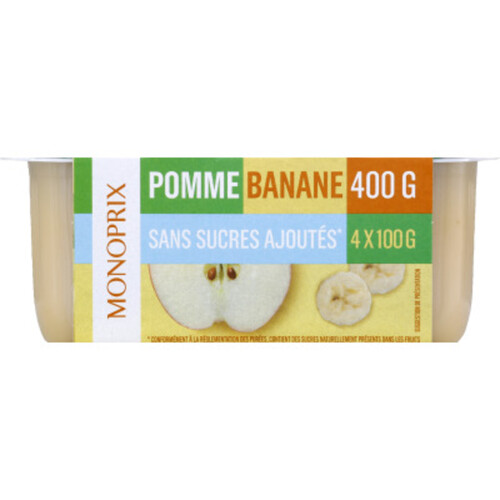 Monoprix pomme banane 4x100g