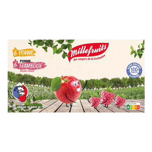 MilleFruits purée 6 pomme et pomme framboise 12x 90g