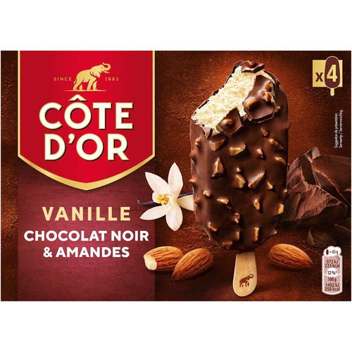 Côte D'or Glaces Vanille Amande x4 260g