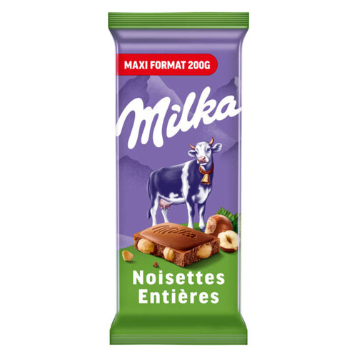 Milka Tablette Chocolat au Lait et aux Noisettes Entières 200g