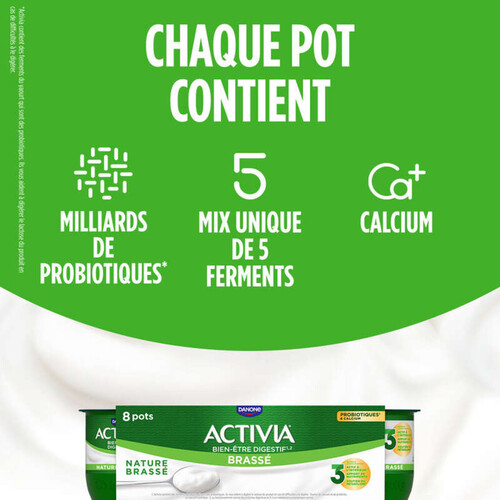 Activia Yaourt Nature Brassé Bifidus 8x125g