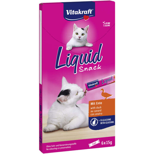 Vitakraft Cat Liquid-Snack Canard & Bêta-Glucanes X6