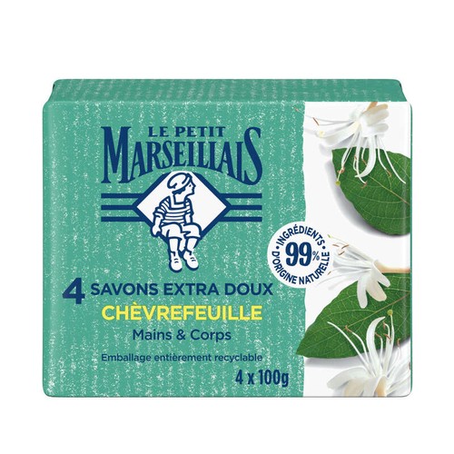 Le Petit Marseillais Savon Extra Doux Chèvrefeuille 4x100g
