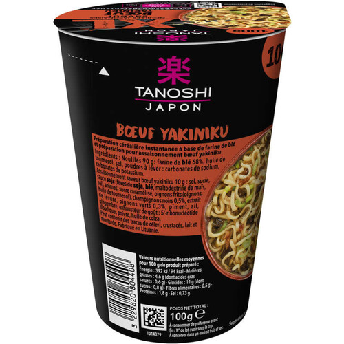 Tanoshi Cup nouilles boeuf yakiniku 100g