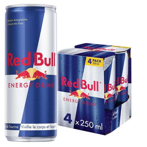 Red Bull regular Boisson énergisante Le pack de 4x25cl