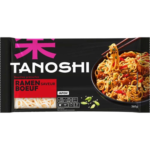 Tanoshi Ramen Bœuf, Nouilles Japonaises Précuites 360g