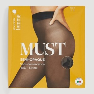 Monoprix Collants semi-opaque noir satiné taille 2