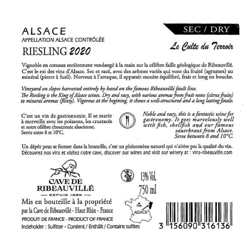 Martin Zahn Château Monestier Riesling Vin d’alsace Aoc 75cl