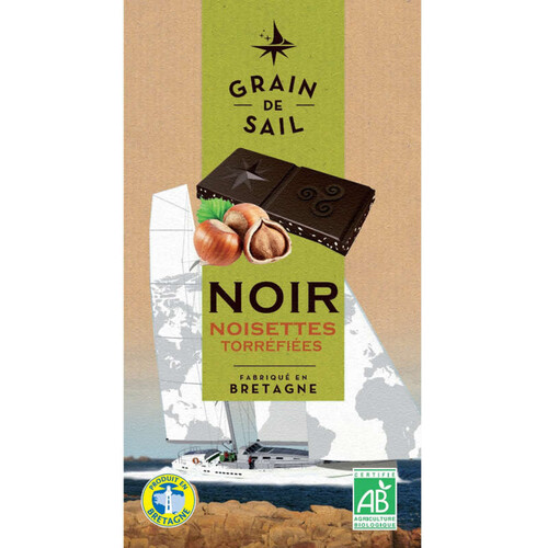 Grain de Sail Tablette de Chocolat Noir 62 % & Noisettes Torréfiées Bio 100g