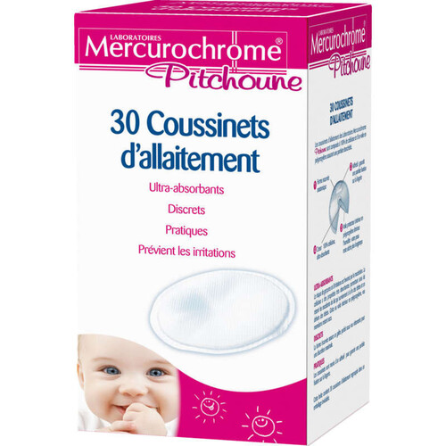 Mercurochrome Coussinets D'Allaitement Ultra-Absorbants, Prévient Des Irritations 30 X