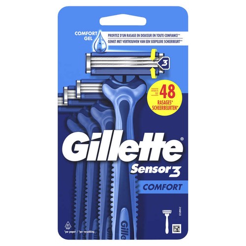 Gillette Sensor3 Comfort Rasoirs Jetables Pour Homme x4