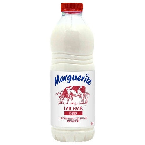 Marguerite - Lait frais entier - La bouteille de 1L