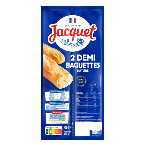 Jacquet demi Baguettes Nat x2 250g 