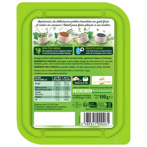 Apérivrais Bouchées de fromage à l'ail et fines herbes 100G