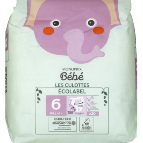 Monoprix Bébé Couches Culotte Ecolabel Taille 6 x20