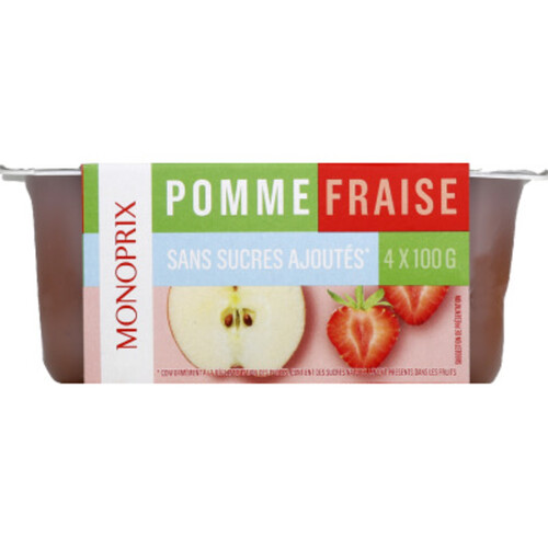 Monoprix purée de pomme fraise 4x100g