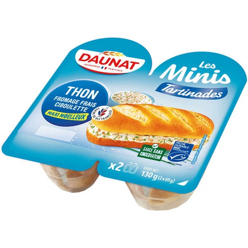 Daunat Minis tartinades Thon fromage frais ciboulette 130g