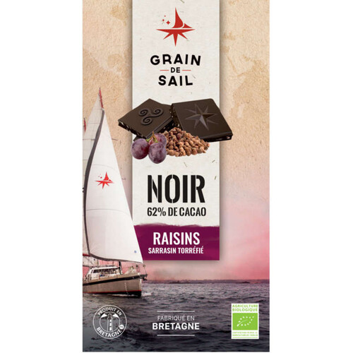 Grain de Sail Tablette de Chocolat Noir Raisins Sarrasin Torréfié Bio 100g