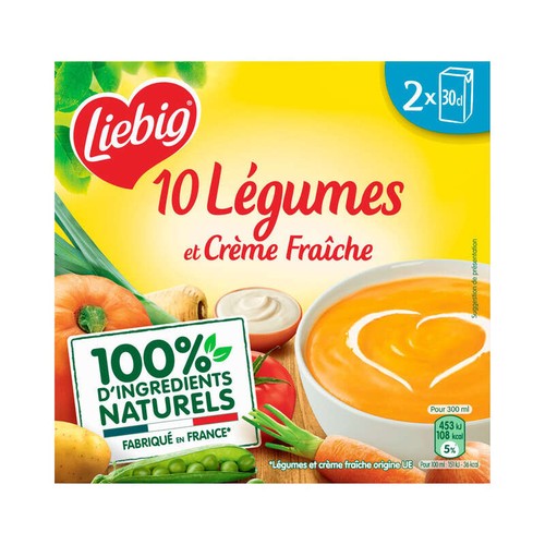 Liebig Soupe 10 Légumes & Crème Fraiche 2x30cl