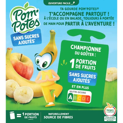 Pom'Potes Sans Sucres Ajoutés Pomme Banane 4x90g