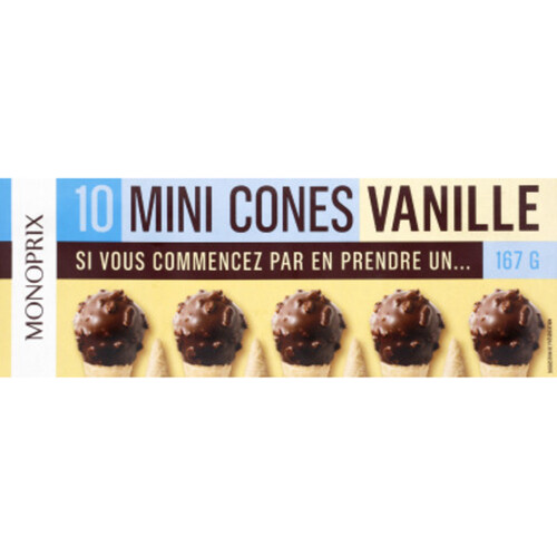 Monoprix 10 Mini cônes vanille 167g