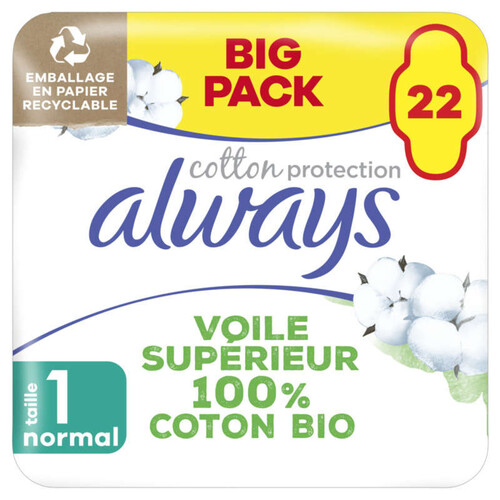 Always  Serviettes Avec Ailettes Cotton Protection Normal x22