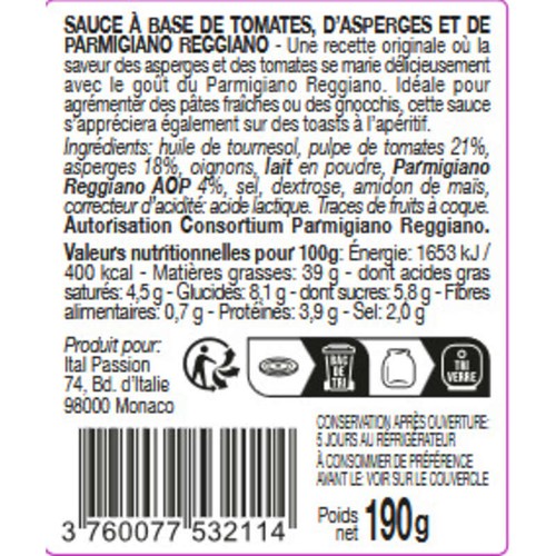 Florelli Pasta & Brushetta Asperges Tomates et Parmigiano Reggianno 190g