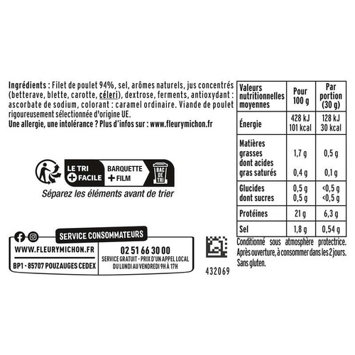 Fleury Michon Blanc De Poulet Halal Tranches Fines x10