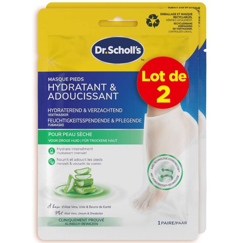 Dr.Scholl's Masque pieds nourrissant Aloé Vera x2