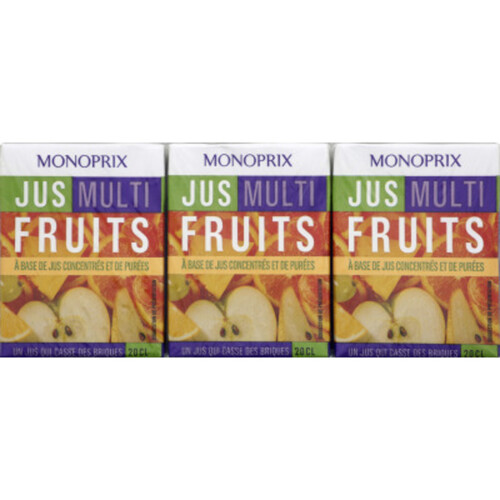 Monoprix Jus multifruits à base de jus concentrés et de purées 6 x 20cl