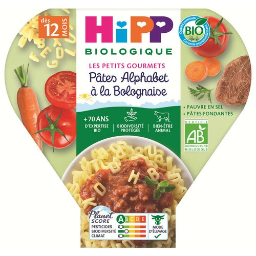 Les Petits Gourmets pâtes alphabet à la bolognaise bio assiette dès 12 mois 230g